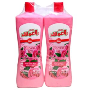 Al Emlaq Flowers Multi-Purpose Perfumed Cleaner – 2 x 750ML – Double Sterilization Formula – Long-Lasting Floral Scent – For Clothes, Floors, Bathrooms & Surfaces